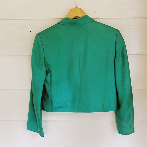 Vintage 70s green twill Jacobson’s cropped blazer size 10 work wear womens wear - Picture 2 of 10
